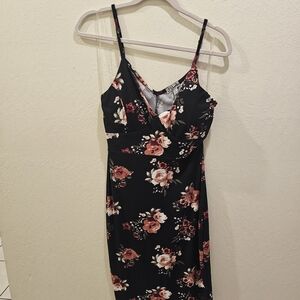 J for Justify Black Dress with Floral Accents